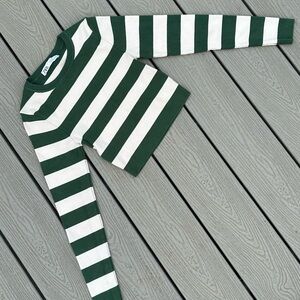 Green + White Striped Crop Top